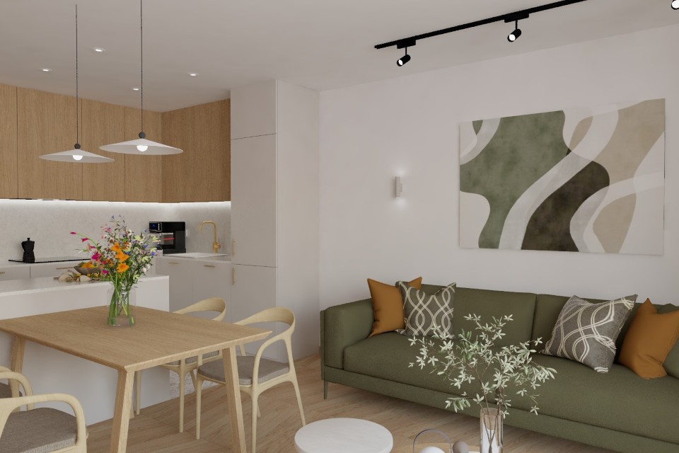 Apartament - subtelna zieleń i kaszmir