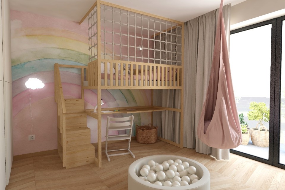 Pokój dziewczynki z piętrowym łóżkiem